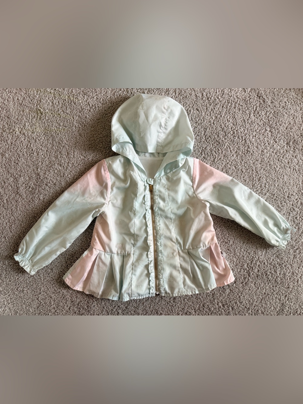 Tartine et Chocolat Girls Mint & Pink Hooded Lightweight Jacket